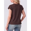 image:imageGRECERELLE Womens Summer Tops Cap Sleeve Crew Neck Basic TShirtDark Coffee