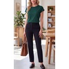 image:imageGRECERELLE Womens Summer Tops Cap Sleeve Crew Neck Basic TShirtDark Green