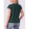 image:imageGRECERELLE Womens Summer Tops Cap Sleeve Crew Neck Basic TShirtDark Green