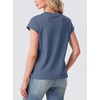 image:imageGRECERELLE Womens Summer Tops Cap Sleeve Crew Neck Basic TShirtDenim Blue