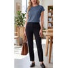 image:imageGRECERELLE Womens Summer Tops Cap Sleeve Crew Neck Basic TShirtDenim Blue