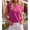 image:imageGRECERELLE Womens Summer Tops Cap Sleeve Crew Neck Basic TShirtHot Pink