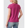 image:imageGRECERELLE Womens Summer Tops Cap Sleeve Crew Neck Basic TShirtHot Pink