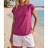 image:imageGRECERELLE Womens Summer Tops Cap Sleeve Crew Neck Basic TShirtHot Pink