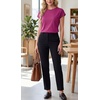 image:imageGRECERELLE Womens Summer Tops Cap Sleeve Crew Neck Basic TShirtHot Pink