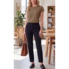 image:imageGRECERELLE Womens Summer Tops Cap Sleeve Crew Neck Basic TShirtLight Coffee