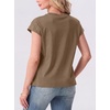 image:imageGRECERELLE Womens Summer Tops Cap Sleeve Crew Neck Basic TShirtLight Coffee