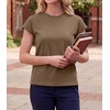image:imageGRECERELLE Womens Summer Tops Cap Sleeve Crew Neck Basic TShirtLight Coffee