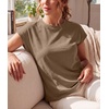 image:imageGRECERELLE Womens Summer Tops Cap Sleeve Crew Neck Basic TShirtLight Coffee