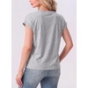 image:imageGRECERELLE Womens Summer Tops Cap Sleeve Crew Neck Basic TShirtLight Grey