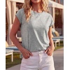 image:imageGRECERELLE Womens Summer Tops Cap Sleeve Crew Neck Basic TShirtLight Grey