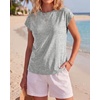 image:imageGRECERELLE Womens Summer Tops Cap Sleeve Crew Neck Basic TShirtLight Grey