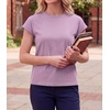 image:imageGRECERELLE Womens Summer Tops Cap Sleeve Crew Neck Basic TShirtPurple Pink