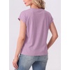 image:imageGRECERELLE Womens Summer Tops Cap Sleeve Crew Neck Basic TShirtPurple Pink