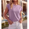 image:imageGRECERELLE Womens Summer Tops Cap Sleeve Crew Neck Basic TShirtPurple Pink