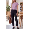 image:imageGRECERELLE Womens Summer Tops Cap Sleeve Crew Neck Basic TShirtPurple Pink