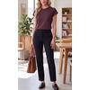 image:imageGRECERELLE Womens Summer Tops Cap Sleeve Crew Neck Basic TShirtRosewood