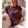 image:imageGRECERELLE Womens Summer Tops Cap Sleeve Crew Neck Basic TShirtRosewood