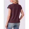 image:imageGRECERELLE Womens Summer Tops Cap Sleeve Crew Neck Basic TShirtRosewood