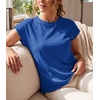 image:imageGRECERELLE Womens Summer Tops Cap Sleeve Crew Neck Basic TShirtRoyal Blue
