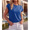 image:imageGRECERELLE Womens Summer Tops Cap Sleeve Crew Neck Basic TShirtRoyal Blue