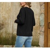 image:imageGRECERELLE Womens Sweaters Crewneck Bishop Long Sleeve Fall Oversized Knit Button Jumper TopsBlack