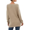 image:imageGRECERELLE Womens VNeck Long Sleeve Side Split Loose Casual Knit Pullover Sweater Blouse01 Khaki