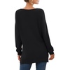 image:imageGRECERELLE Womens VNeck Long Sleeve Side Split Loose Casual Knit Pullover Sweater Blouse02 Black
