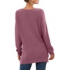 image:imageGRECERELLE Womens VNeck Long Sleeve Side Split Loose Casual Knit Pullover Sweater Blouse03 Red Gray