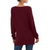 image:imageGRECERELLE Womens VNeck Long Sleeve Side Split Loose Casual Knit Pullover Sweater Blouse04 Wine Red