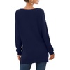 image:imageGRECERELLE Womens VNeck Long Sleeve Side Split Loose Casual Knit Pullover Sweater Blouse05 Navy Blue
