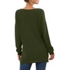 image:imageGRECERELLE Womens VNeck Long Sleeve Side Split Loose Casual Knit Pullover Sweater Blouse06 Army Green