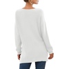 image:imageGRECERELLE Womens VNeck Long Sleeve Side Split Loose Casual Knit Pullover Sweater Blouse07 White