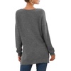 image:imageGRECERELLE Womens VNeck Long Sleeve Side Split Loose Casual Knit Pullover Sweater Blouse08 Dark Gray