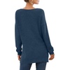 image:imageGRECERELLE Womens VNeck Long Sleeve Side Split Loose Casual Knit Pullover Sweater Blouse10 Blue Gray