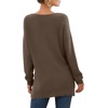 image:imageGRECERELLE Womens VNeck Long Sleeve Side Split Loose Casual Knit Pullover Sweater Blouse11 Dark Khaki