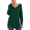 image:imageGRECERELLE Womens VNeck Long Sleeve Side Split Loose Casual Knit Pullover Sweater Blouse12 Dark Green