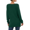 image:imageGRECERELLE Womens VNeck Long Sleeve Side Split Loose Casual Knit Pullover Sweater Blouse12 Dark Green