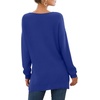 image:imageGRECERELLE Womens VNeck Long Sleeve Side Split Loose Casual Knit Pullover Sweater Blouse13 Royal Blue