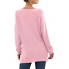 image:imageGRECERELLE Womens VNeck Long Sleeve Side Split Loose Casual Knit Pullover Sweater Blouse14 Pink