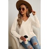 image:imageGRECERELLE Womens VNeck Long Sleeve Side Split Loose Casual Knit Pullover Sweater BlouseApricot