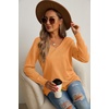 image:imageGRECERELLE Womens VNeck Long Sleeve Side Split Loose Casual Knit Pullover Sweater BlouseLight Orange