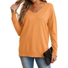 image:imageGRECERELLE Womens VNeck Long Sleeve Side Split Loose Casual Knit Pullover Sweater BlouseLight Orange