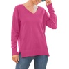 image:imageGRECERELLE Womens VNeck Long Sleeve Side Split Loose Casual Knit Pullover Sweater BlousePeach Red
