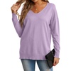 image:imageGRECERELLE Womens VNeck Long Sleeve Side Split Loose Casual Knit Pullover Sweater BlousePurple Gray