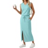 image:imageGRECERELLE 2026 Casual 2 Piece Sets For Women Summer V Neck WrinkleFree Sleeveless Top Side Slit Maxi Skirt With PocketsLight Blue