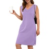 image:imageGRECERELLE 2026 Women Summer InsideOut VNeck Casual Loose Split WrinkleFree Midi Dress with PocketsLilac