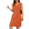 image:imageGRECERELLE 2026 Women Summer InsideOut VNeck Casual Loose Split WrinkleFree Midi Dress with PocketsTan