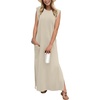 image:imageGRECERELLE 2026 Women YearRound Casual Round Neck Loose Split WrinkleFree Long Maxi Vacation Dress with Pockets XXS4XLVanilla Color
