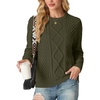 image:imageGRECERELLE 2026 Womens Fall Winter Long Sleeve Casual Pullover Sweater TopsArmy Green
